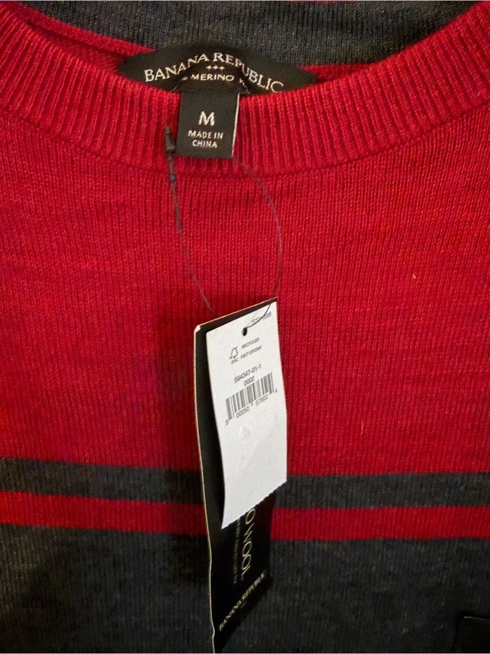Banana Republic Merino Wool Crewneck Sweater - Burgundy with Dark Trim